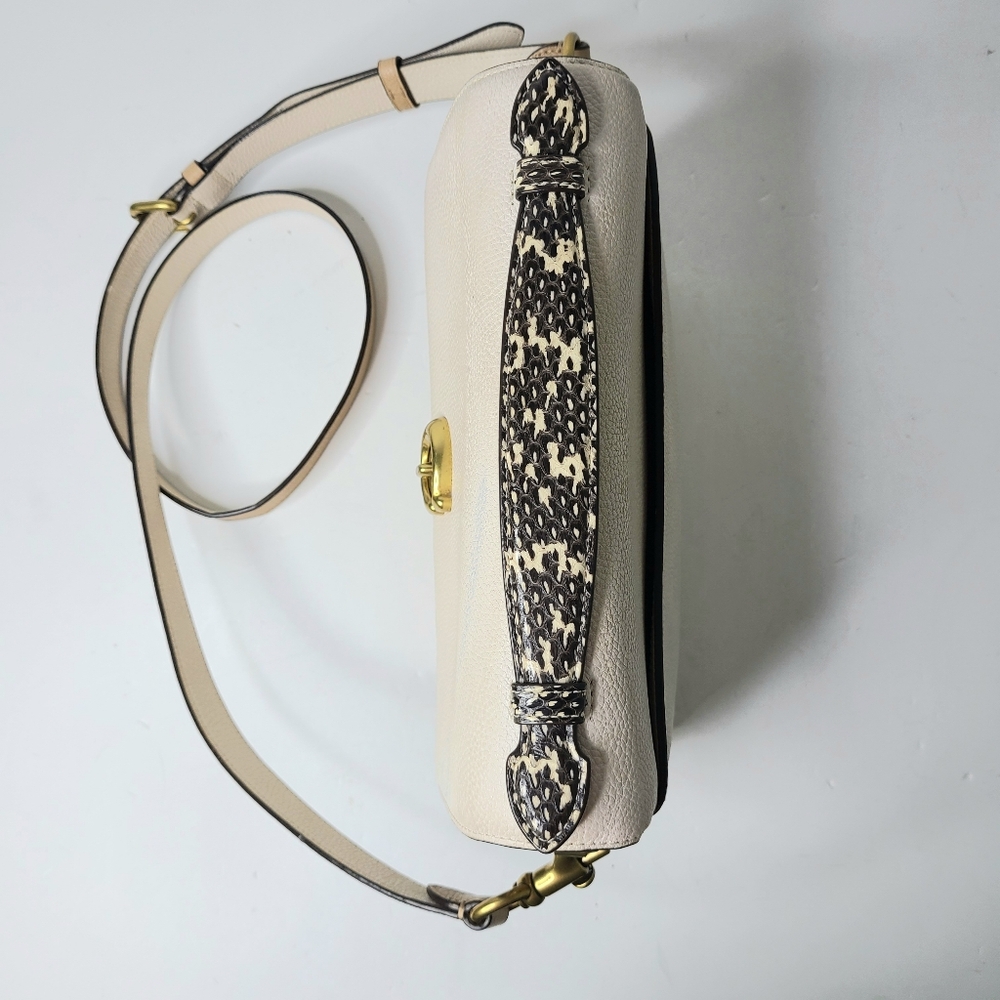 Coach Cassie Colorblock Tan Snakeskin Top  Handle Crossbody Bag - Picture 6 of 16